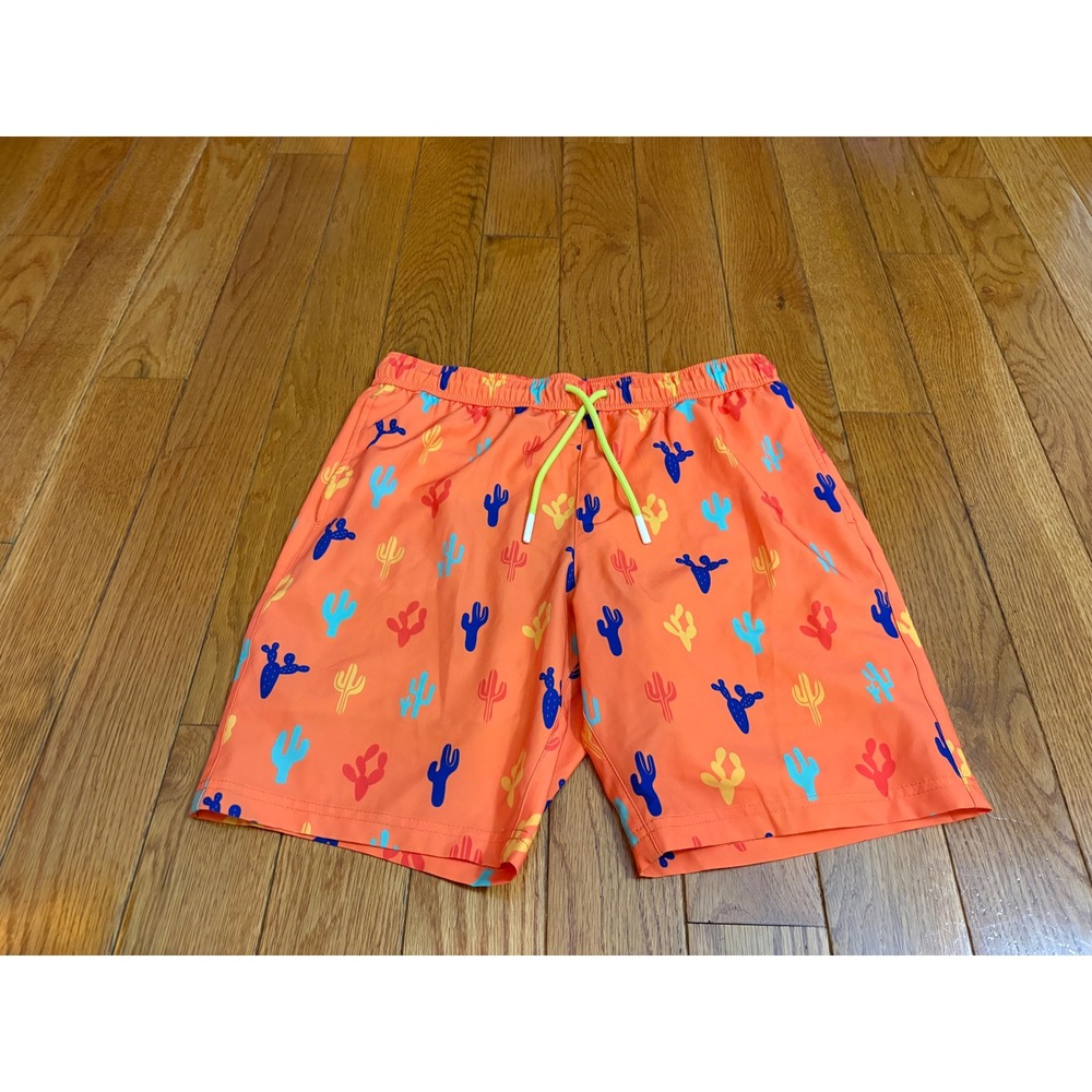 Maamgic Boys Orange Cactus Print Swim Trunks Board Shorts Size 14/16 XL
